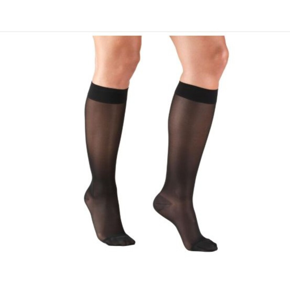 Truform Sheer Compression Stockings 15-20 mmHg MEDIUM Knee High Black Close Toe